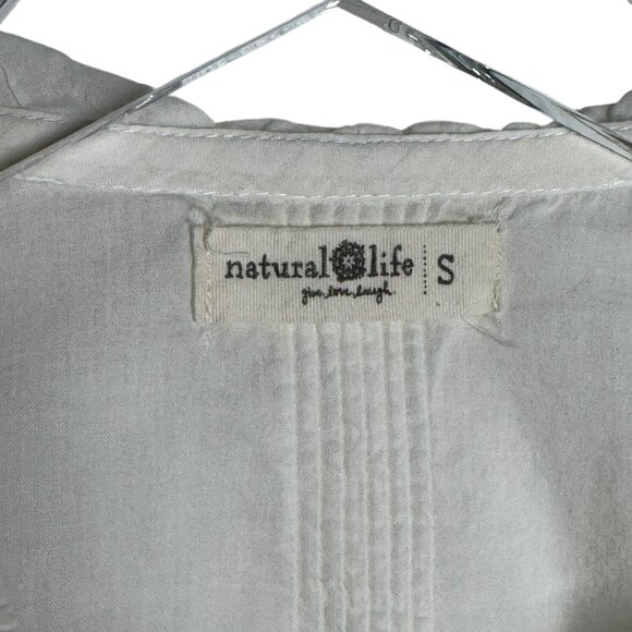 Natural Life White Cotton Ruffle Front Blouse Women’s Size Small boho - Picture 7 of 10